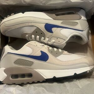 Nike Air Max 90 in White, Blue, and Gray